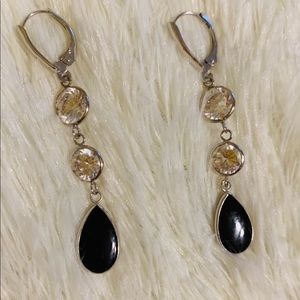 🌼Black Onyx & CZ HAND MADE EARRINGS🌼